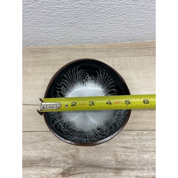 Coconut Shell Bowl Silver Splash Handmade And Painted - Picture 4 of 5
